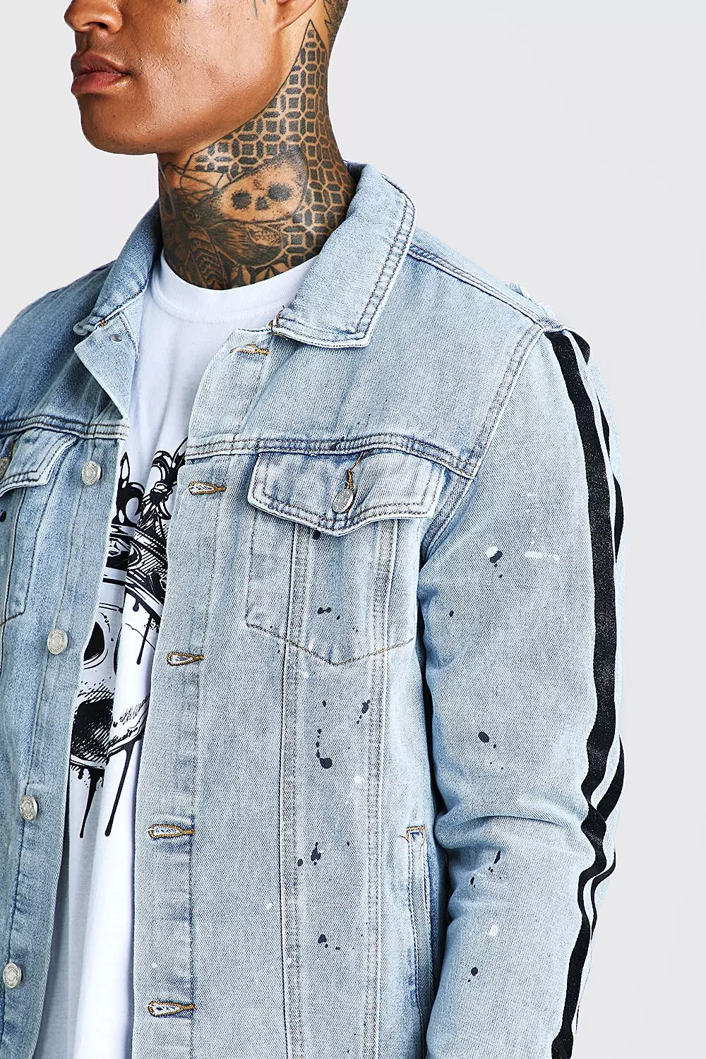 Light blue 2024 denim jacket ripped